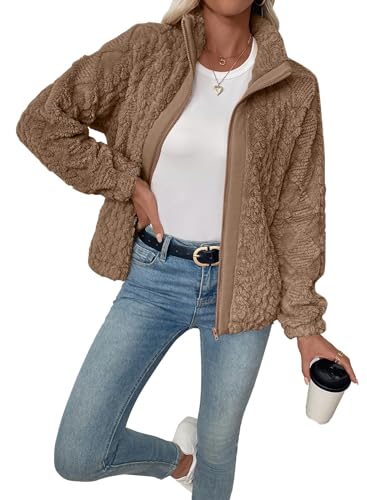 EVALESS Fleece Jacket Womens Sherpa Jacket Long Sleeve Zip Up Coat Winter Clothing Fashion 2025