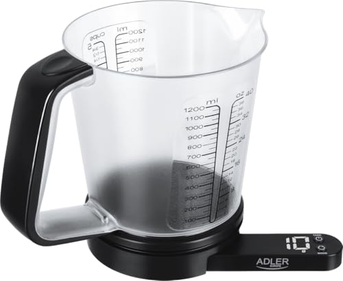 ADLER Küchenwaage mit Messbecher, 5kg Kapazität, weißes LED-Display