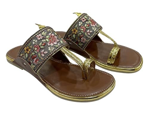 Shoe Bazar Ethnic Slippers For Women Slip Ons Grey Kolhapuri Chappals2