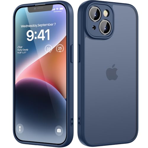 HGH Matt Hülle für iPhone 14 Kameraschutz, Stoßfest Militärstandard FallSchutz Handyhülle für iPhone 14, Durchscheinende...