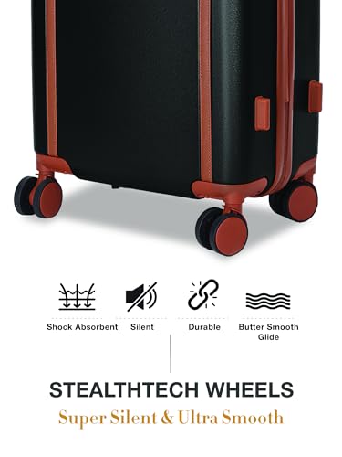 Image of FUR JADEN The Wayfarer Polycarbonate Travel Luggage Suitcase with 8 StealthTech Silent Shock Absorbing Wheels, TSA Lock & Aviation Grade Telescopic Trolley (Stark Black, Cabin + Medium)
