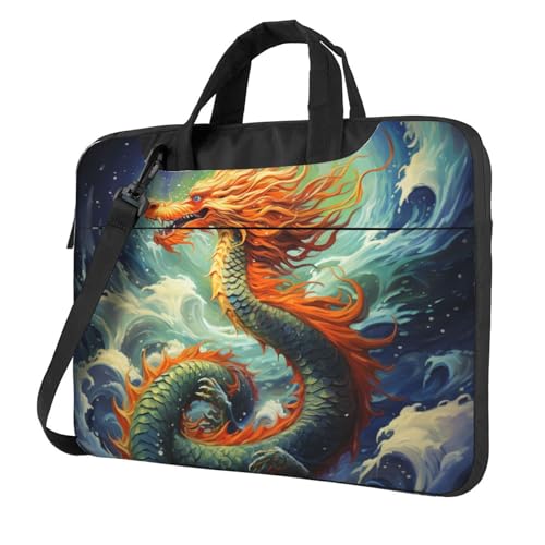 Bolso de hombro para laptop con diseño dragón chino miniatura 1