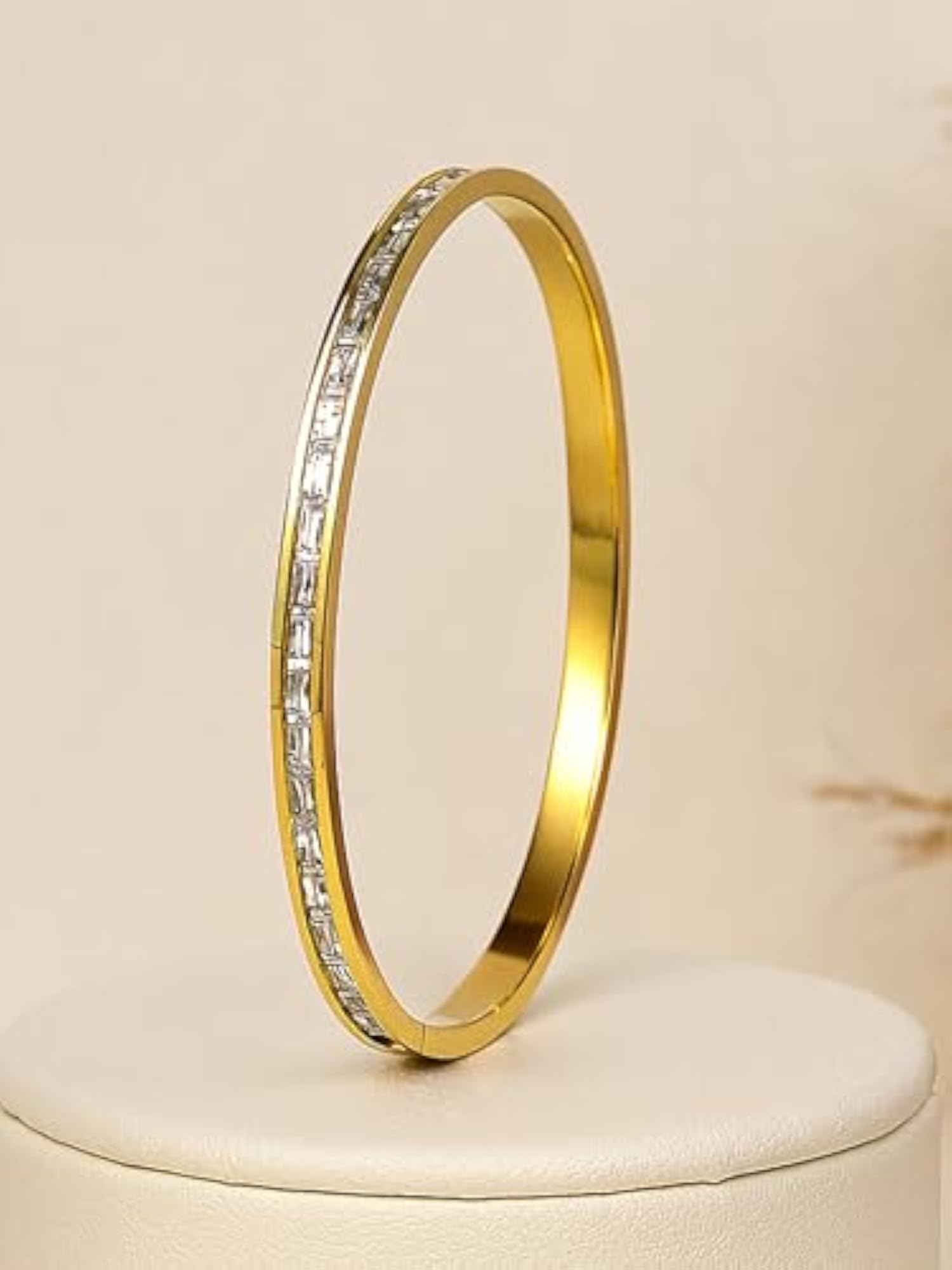 Bohey Sleek Plated Bracelet with Sparkling American Diamond