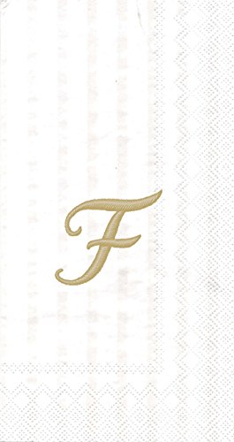 Serviette d'invité jetable papier blanc monogramme lettre F or