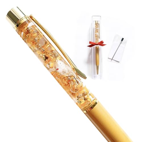 [ハーバリウムボールペン] 金木犀×金箔 (クリアケースラッピング&替え芯1本付き) ボールペン ハーバリウム 金木犀 キンモクセイ 金箔 贈り物 ギフト 文房具 花 フラワー F20E-756