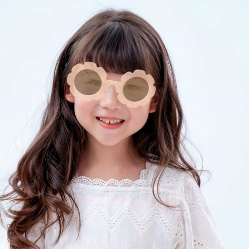 2 Pieces Flower Sunglasses, Cute Round Flower Sunglasses for Outdoor Beach Party4
