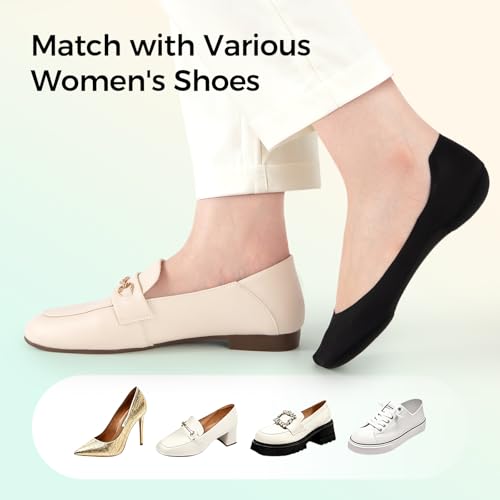 Image of Heatuff 7 Pairs No Show Socks Womens Cushioned Non Slip Low Cut Invisible Liner Footies Socks for Flats Loafers