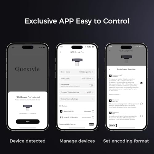 Image of Questyle QCC Dongle Pro USB-C Bluetooth Adapter, Bluetooth 5.4 Audio Adapter with LDAC,aptX Lossless& aptX-Adaptive, Wireless Lossless Transmitter to Connect Wireless Headphones & Earbuds
