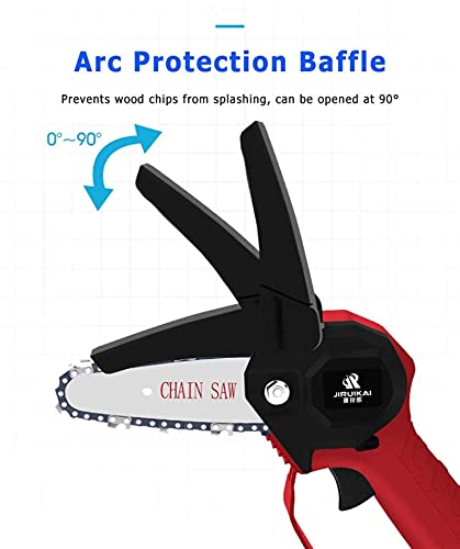 Auoeer Mini Chainsaw Portable Rechargeable Cordless Electric Power Chain Saw Handheld 4In 24V 2000mAh Splash Guard Safety Switch Button 2Chain and 2Lithium Battery for Wood Cutting Tree Pruning Tools - Image 2