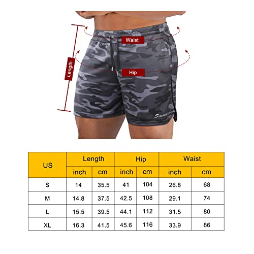 Surenow Short masculino de corrida para academia, 7,6 cm, respirável, leve, atlético, para treino, t