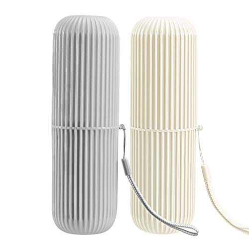Cijoka Portable Plastic Travel Case Cover for Toothbrush & Toothpaste | Dust-Proof - Gray/white