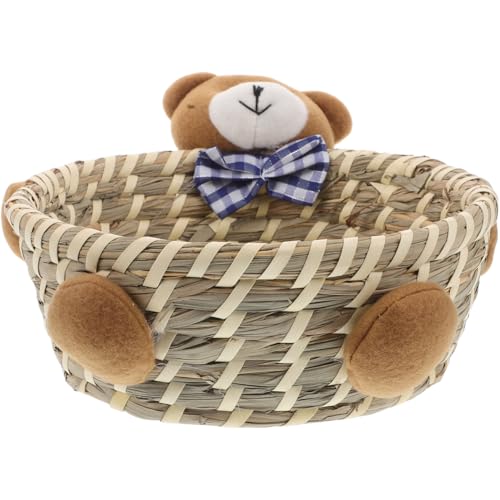 PRETYZOOM Cesta De Almacenamiento De Oso Linda Canasta Cesta De Almacenamiento De Juguetes Cesta Pequeña Canasta Tejida para Frazadas Cesta De Bebe Cesta De Picnic Cestas Diminutas Blue
