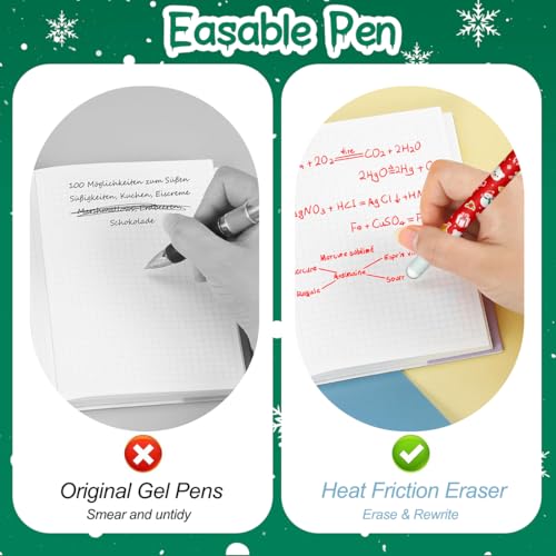 Set of Erasable Gel Pens - Weihnachten Radierbarer Gelschreiber Set, mit thermoempfindlicher Löschtinte, einer Vielzahl von Tintenfarben und Schaftdesigns, 0,7 mm (Weihnachten 18 Gel Eraser Pens)