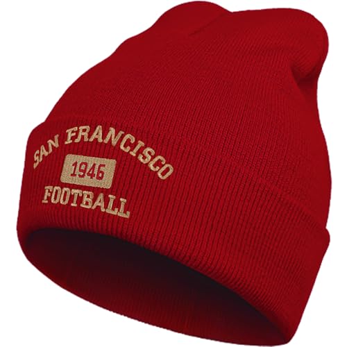 Embroidered Football Beanie Unisex Winter Cap Warm Knit Hats for Football Fan Gifts