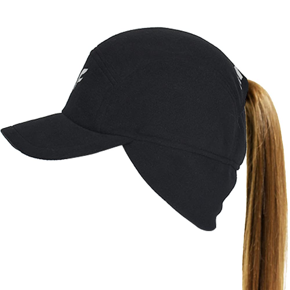 Women's Athletic Winter Hat with Ponytail Hole Fleece Running