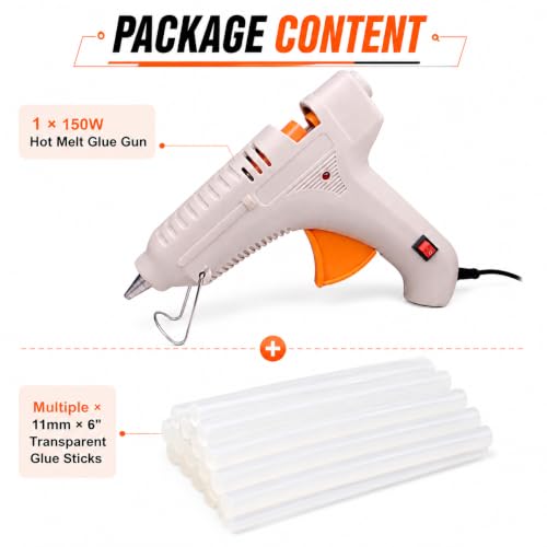 DELIVERYPAX Glue Gun 150W with 5 Glue Sticks (11mm, 6") for Art Grey - Image 2