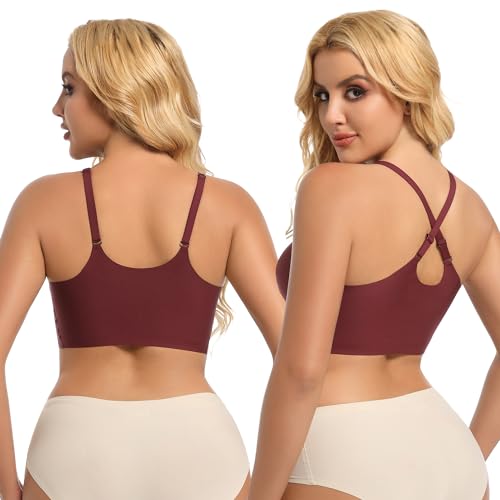 Image of PRETTYWELL Bras for Women Comfort Seamless Bra, Cross Back Adjustable Bralette Bra, Wireless Everyday Bras for Women A-C Cup