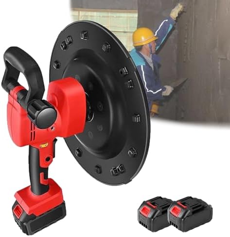 Cordless Electric Wall Smoothing Machine | 1680W Concrete Trowel with 6-Gear Settings | Handheld Plasterer for Putty, Mortar & Cement | Ideal for Interior/Exterior Use (Red, 1 Battery)