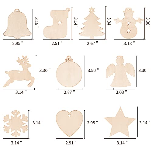 Max Fun 100Pcs Diy Wooden Christmas Ornaments Unfinished Predrilled Wood Circles For Crafts Centerpieces Holiday Hanging Decorations In 10 Shapes #TOP2
