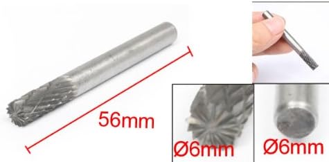 Sourcingmap 6mm x 16mm Double Cut Cylinder Tungsten Carbide Rotary File Cutter Bit, Cylinder End Cut Double Cut# - Image 3