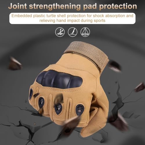 Image of Tactical Riding Gloves for Motorcycle & Bike | Full Finger Protective Sports Gloves for Biking, Shooting, Hiking, Camping & Outdoor Adventure (Khakhi, XL)