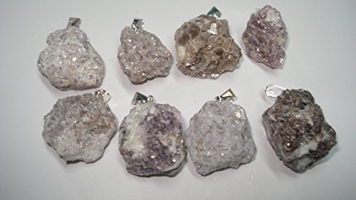 Sublime Gifts 1Pc Lepidolite With Mica Raw Rough Natural Free Form Crystal Healing Gemstone Pendant With Bail Loop #TOP2