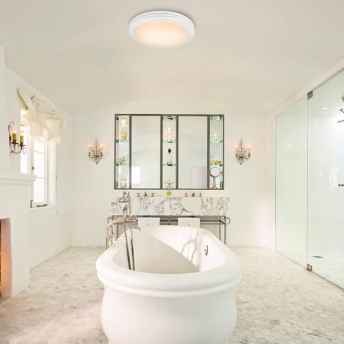 Akicon Ventilador de Extractor para Baño Ultra Silencioso con Luz, Ventilador y Regulador de Luz LED, Ventilador de Ventilación Redondo para Baño 80 CFM con Cubierta de Vidrio Esmerilado Blanco Manchado miniatura 7