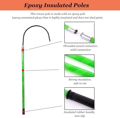 High Voltage Insulated Rescue Hook - Lightweight Electrical Safety Tool, 3.3/4.9/6.5/9.8Ft, Ideal for Power Stations, Factories, Auto Maintenance - Red 1.5m/4.9ft