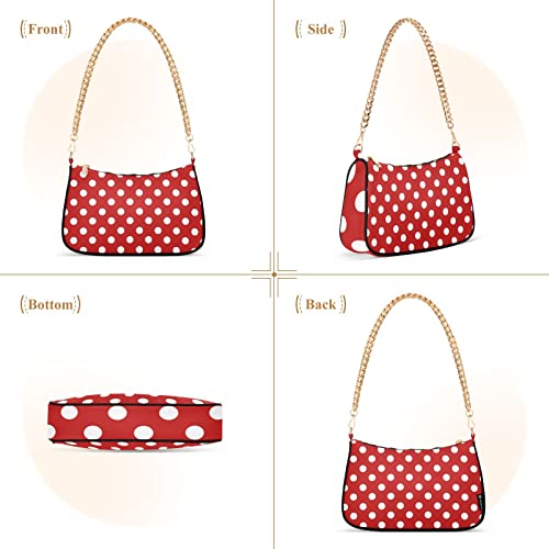 OTVEE Christmas Retro White Red Polka Dot Shoulder Bags for Women Small Handbags Mini Clutch Purse2