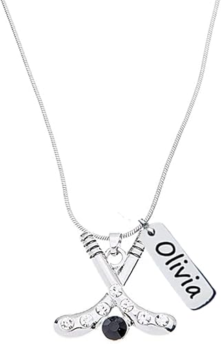 Personalized Hockey Necklace with Engraved Charm, Hockey Jewelry, Hockey Gifts, Ice Hockey Charm Necklace, Hockey Players & Hockey Moms
