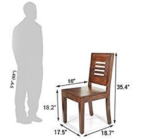 Image of Strata Furniture Solid Sheesham Wood Dining /Balcony Chairs For Home And Office | Teak Finish | Set of 2