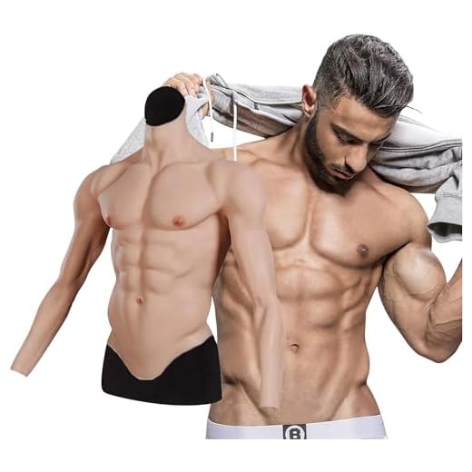 U-CHARMMORE Body de Poitrine Musculaire en Silicone avec Bras pour Cosplay Halloween Crossdresser Transgenre (S, Couleur 1)