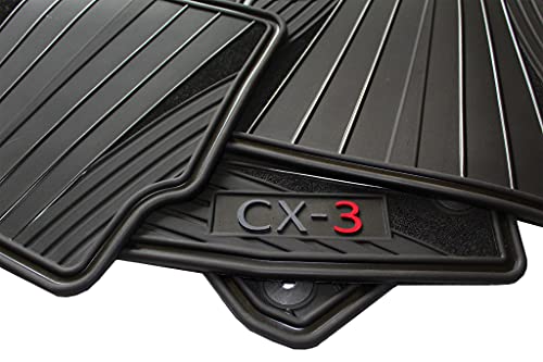 Car Floor Mats for Mazda CX3 OEM Genuine - All Weather-Rubber - Heavy Duty - (2016,2017,2018,2019,2020,2021) Complete Set (Black)