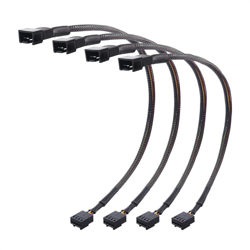 Cable Matters 4-Pack, PWM 4 Pin Fan Extension Cable - 12 inches, PC Fan Extension Cable