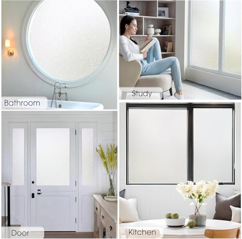 Image of Window Privacy Sheet for Glass Covering with Frosted Blur Texture | Self Adhesive-Uv Protection /Sun Heat Control || (18 x 48 Inch, Frost Color)