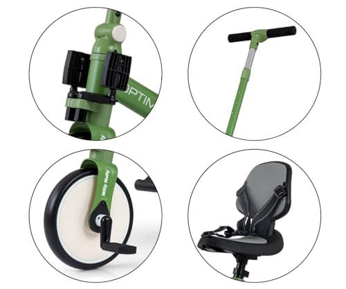 Milly Mally Tricycle 5in1 Optimus Max Baby-Dreirad Dreirad für Kinder mit Steuergriff für Eltern 1 bis 4 Jahren (Green) – Bild 5