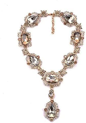 Secret for Longevity Extra Large Victorian Art Deco Antique Retro Vintage Style Gold Tone Yellow Citrine Topaz Bronze Amber Rhinestone Chunky Statement Wedding Bridal Prom Drag Queen Pageant Necklace - Image 3