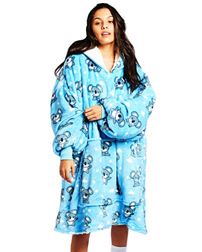 The Oodie Wearable Sherpa Blanket Hoodie - Cozy & Warm Oversized Fleece Hooded Blanket with Large Front Pocket - Thick Plush Blanket Sweatshirt for Men & Women (Koala Oodie)