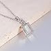 CiNily White Opal Necklaces for Women Dainty 14K White Gold Plated Created Opal Pendant Necklace Simple Round Gem Rectangular Opal Jewelry Gift