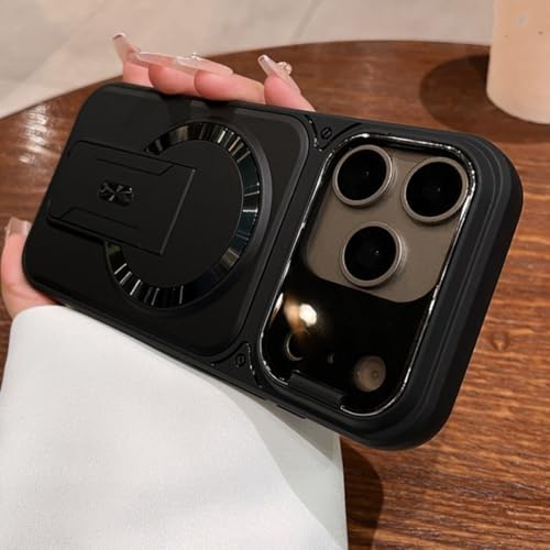 Étui magnétique de luxe iPhone 15 Pro Max noir antichoc avec bague