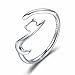 Produktbild Verstellbare Ring Katze Silber Einfache Knuckel Ringe Modeschmuck Geschenke für Damen Mädchen Geschenk