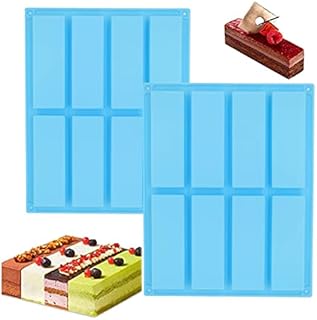 2PCS Rectangle Granola Bar Silicone Moulds, Silicone Bar Mould, Cereal Bar Mould, Energy Bar Maker for Chocolate Truffles Bread Brownie Cornbread Cheesecake Butter Mold (Blue)