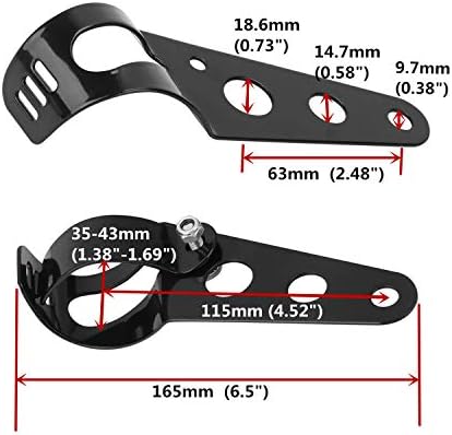 OSAN Motorcycle Headlight Mount Brackets 35mm-43mm Fork Ear for Chopper Cafe Racer (Black)