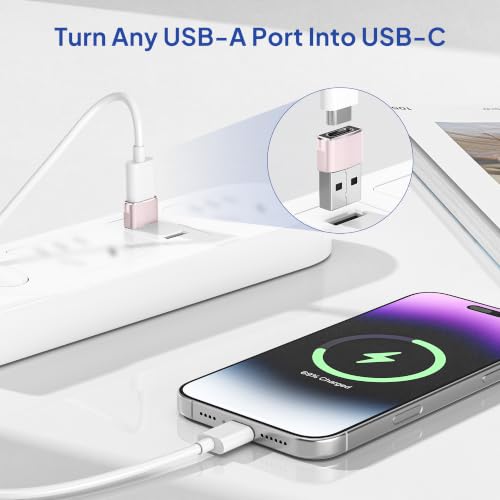 Image of USB C Female to USB Male Adapter 4-Pack,Type A Charger Cable Plug Connector for iPhone 11 12 Pro Max Mini,XR SE,Airpods iPad 8 Air 4,Samsung Galaxy Note 10 20 S20 Plus S21 21 Ultra,A71,Google Pixel 5