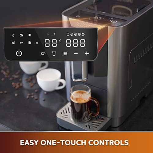VEATON Super Automatic Espresso Coffee Machine, 19 Bar Barista Pump Coffee Maker with Adjustable Grinder, Touch Screen, Silver