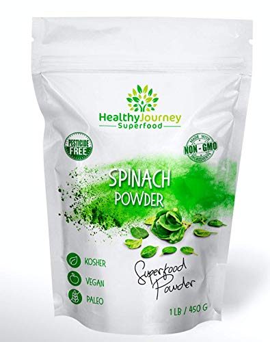 HealthyJourney Superfood - Spinach Powder - 100% Pure - Non-GMO - Pesticide Free - Vegan - Gluten Free - Kosher - Rich in Vitamin C and K - 1 LB