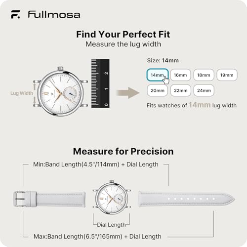 Image of Fullmosa Watch Band, Quick Release Leather Watch Strap Compatible with Samsung Galaxy Garmin for Men Women, Replacement Bands Width 12mm 14mm 16mm 18mm 19mm 20mm 21mm 22mm 24mm