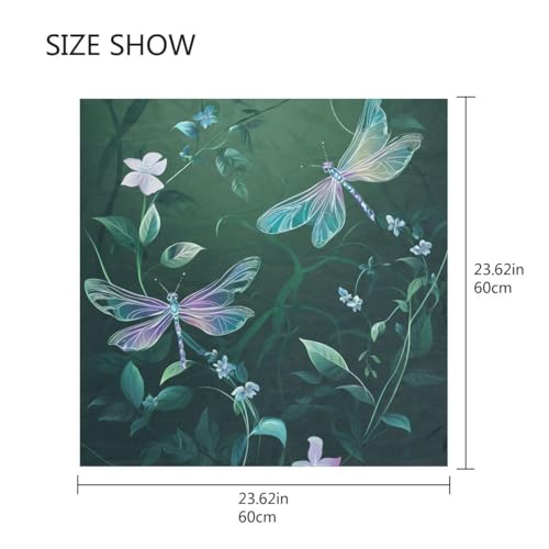 Women's Square Silk Hair Scarves and Wraps Headscarf Iridescent Dragonflies Head Neck Scarf Bandana 24inch2