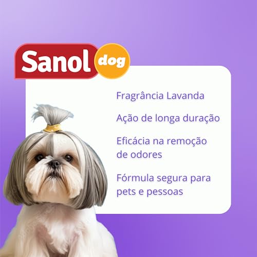 Eliminador de Odores Para Cães e Gatos, Lavanda, Sanol Dog, 2 litros, Roxo