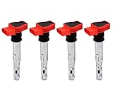 Spulentyp - Bleistiftspule Satz Spulen Passend für A-udi R8 2.0TFSI / 2.0TSI A3 / G-OLF 5 / L-EON 06E905115E Rot 4 STÜCKE (4)